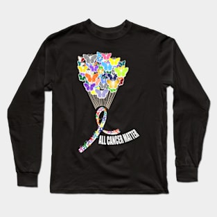 All Cancer Matters Awareness Day Butterflys Ribbon Long Sleeve T-Shirt